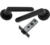Комплект для межкомнатной двери PAULINIDOR ручки 545-06 slim, защелка 5-45 pl, черный 545-06slim5-45plBL