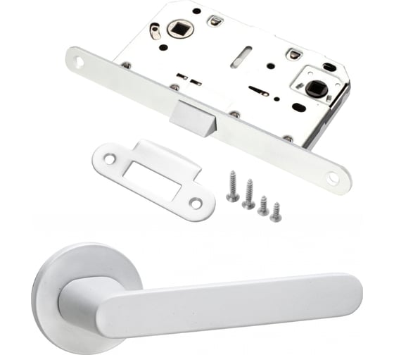 Комплект для межкомнатной двери PAULINIDOR ручки 545-06 slim, сантехническая защелка 96PL, белый 545-06slim96PLMSW 1