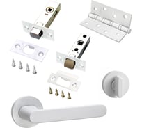 Комплект для межкомнатной двери PAULINIDOR ручки 545-06 slim, 5-45PL, AL 06 slim, BK45, врезные петли 2 шт., белый 545-06slim5-45AL06BK454SMSW