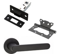 Комплект для межкомнатной двери PAULINIDOR ручки 545-06 slim, защелка магнитная 5-50, петли б/врезки 2 шт., черный 545-06slim5-502SBL