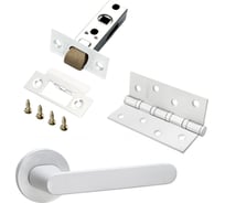 Комплект для межкомнатной двери PAULINIDOR ручки 545-06 slim, защелка 5-45 pl, врезные петли 2 шт., белый 545-06slim5-45pl4SMSW