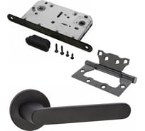 Комплект для межкомнатной двери PAULINIDOR ручки 545-06 slim, сантехническая магнитная защелка 5096, петли 2 шт., черный 545-06slim50962SBL