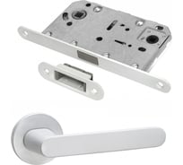 Комплект для межкомнатной двери PAULINIDOR ручки 545-06 slim, сантехническая магнитная защелка 5096, белый 545-06slim5096MSW