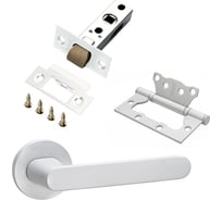 Комплект для межкомнатной двери PAULINIDOR ручки 545-06 slim, защелка 5-45 pl, петли б/врезки 2 шт., белый 545-06slim5-45pl2SMSW