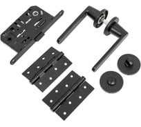 Комплект для межкомнатной двери PAULINIDOR ручки 545-06 slim, сантехническая защелка 96PL, AL 06 slim, врезные петли 2 шт., черный 545-06slim96PLAL064SBL