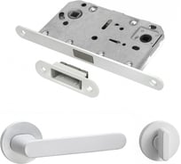 Комплект для межкомнатной двери PAULINIDOR ручки 545-06 slim, сантехническая магнитная защелка 5096, AL 06 slim, белый 545-06slim5096AL06MSW