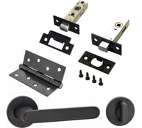 Комплект для межкомнатной двери PAULINIDOR ручки 545-06 slim, 5-45PL, AL 06 slim, BK45, врезные петли 2 шт., черный 545-06slim5-45AL06BK454SBL