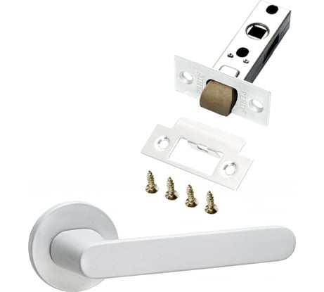 Комплект для межкомнатной двери PAULINIDOR ручки 545-06 slim, защелка 5-45 pl, белый 545-06slim5-45plMSW