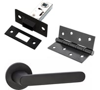 Комплект для межкомнатной двери PAULINIDOR ручки 545-06 slim, защелка магнитная 5-50, врезные петли 2 шт., черный 545-06slim5-504SBL