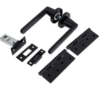 Комплект для межкомнатной двери PAULINIDOR ручки 545-06 slim, защелка магнитная 5-50, врезные петли 2 шт., черный 545-06slim5-504SBL