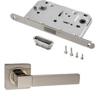 Комплект для межкомнатной двери PAULINIDOR ручки 521-02 + сантехническая магнитная защелка 5096, никель матовый 521-025096SN