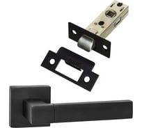 Комплект для межкомнатной двери PAULINIDOR ручки 521-03 + защелка 5-45 plastic, черный 521-035-45BL
