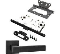 Комплект для межкомнатной двери PAULINIDOR ручки 521-03 + сантехническая защелка 96 PL + петли, 2 шт., черный 521-0396PL2SBL