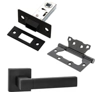 Комплект для межкомнатной двери PAULINIDOR ручки 521-03 + защелка магнитная 5-50 + петли, 2 шт., черный 521-035-502SBL