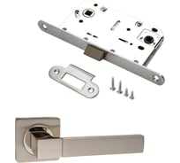 Комплект для межкомнатной двери PAULINIDOR ручки 521-02 + сантехническая защелка 96 PL, никель матовый 521-0296PLSN