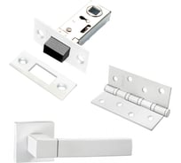 Комплект для межкомнатной двери PAULINIDOR ручки 521-03 + защелка магнитная 5-50 + врезные петли, 2 шт., белый 521-035-504SMSW