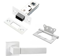 Комплект для межкомнатной двери PAULINIDOR ручки 521-03 + защелка магнитная 5-50 + петли, 2 шт., белый 521-035-502SMSW
