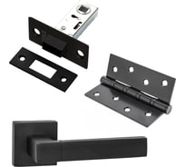 Комплект для межкомнатной двери PAULINIDOR ручки 521-03 + защелка магнитная 5-50 + врезные петли, 2 шт., черный 521-035-504SBL
