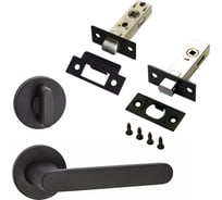 Комплект для межкомнатной двери PAULINIDOR ручки 545-06 slim, защелка 5-45PL, завертка AL 06 slim, задвижка BK45, черный 545-06slim5-45AL06BK45BL