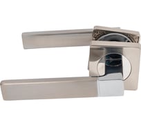 Комплект для межкомнатной двери PAULINIDOR ручки 521-02 + сантехническая защелка 96 PL + завертка AL 02, никель матовый 521-0296PLAL02SN