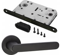 Комплект для межкомнатной двери PAULINIDOR ручки 545-06 slim, сантехническая магнитная защелка 5096, черный 545-06slim5096BL