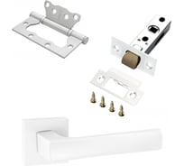 Комплект для межкомнатной двери PAULINIDOR ручки 527-03 + защелка 5-45 plastic + петли, 2 шт., белый 527-03 5-45 2S MSW