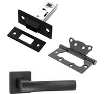 Комплект для межкомнатной двери PAULINIDOR ручки 527-03 + защелка магнитная 5-50 + петли, 2 шт., черный 527-03 5-50 2S BL