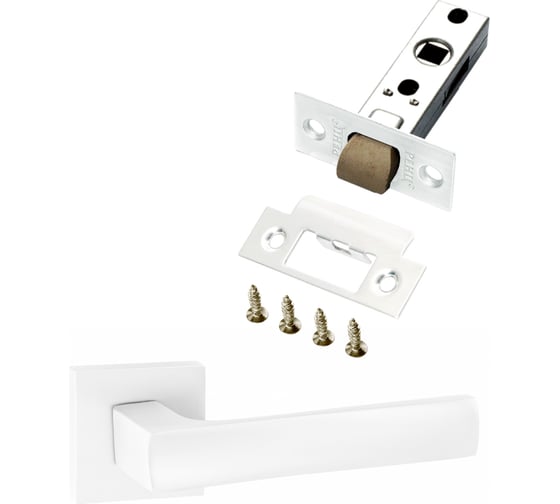 Комплект для межкомнатной двери PAULINIDOR ручки 527-03 + защелка 5-45 plastic, белый 527-03 5-45 MSW 1