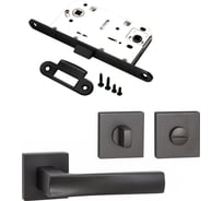 Комплект для межкомнатной двери PAULINIDOR ручки 527-03 + сантехническая защелка 96 PL + завертка AL 03, черный 527-03 96PL AL03 BL