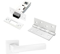 Комплект для межкомнатной двери PAULINIDOR ручки 527-03 + защелка магнитная 5-50 + врезные петли, 2 шт., белый 527-03 5-50 4S MSW