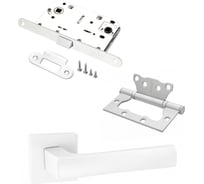 Комплект для межкомнатной двери PAULINIDOR ручки 527-03 + сантехническая защелка 96 PL + петли, 2 шт., белый 527-03 96PL 2S MSW