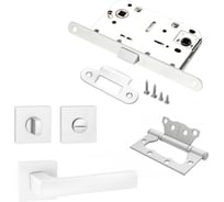 Комплект для межкомнатной двери PAULINIDOR ручки 527-03 + сантехническая защелка 96 PL + завертка AL 03 + петли, 2 шт., белый 527-03 96PL AL03 2S MSW