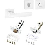 Комплект для межкомнатной двери PAULINIDOR ручки 527-03 + защелка 5-45 plastic + завертка AL 03 + задвижка BK 45, белый 527-03 5-45 AL03 BK45 MSW