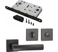 Комплект для межкомнатной двери PAULINIDOR ручки 527-03 + сантехническая магнитная защелка 5096 + завертка AL 03, черный 527-03 5096 AL03 BL