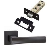 Комплект для межкомнатной двери PAULINIDOR ручки 527-03 + защелка 5-45 plastic, черный 527-03 5-45 BL