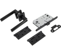 Комплект для межкомнатной двери PAULINIDOR ручки 527-03 + сантехническая защелка 96 PL + врезные петли, 2 шт., черный 527-03 96PL 4S BL