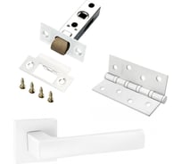 Комплект для межкомнатной двери PAULINIDOR ручки 527-03 + защелка 5-45 plastic + врезные петли, 2 шт., белый 527-03 5-45 4S MSW