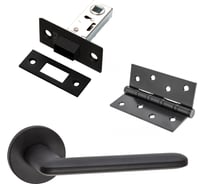 Комплект для межкомнатной двери PAULINIDOR ручки 546-06 slim, защелка магнитная 5-50, врезные петли 2 шт., черный 546-06slim5-504SBL