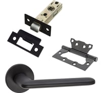 Комплект для межкомнатной двери PAULINIDOR ручки 546-06 slim, защелка 5-45 pl, петли б/врезки 2 шт., черный 546-06slim5-45pl2SBL