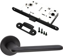 Комплект для межкомнатной двери PAULINIDOR ручки 546-06 slim, сантехническая защелка 96PL, черный 546-06slim96PLBL