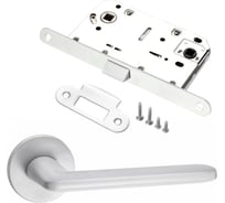 Комплект для межкомнатной двери PAULINIDOR ручки 546-06 slim, сантехническая защелка 96PL, белый 546-06slim96PLMSW