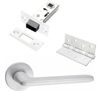 Комплект для межкомнатной двери PAULINIDOR ручки 546-06 slim, защелка магнитная 5-50, врезные петли 2 шт., белый 546-06slim5-504SMSW