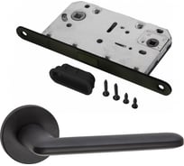 Комплект для межкомнатной двери PAULINIDOR ручки 546-06 slim, сантехническая магнитная защелка 5096, черный 546-06slim5096BL