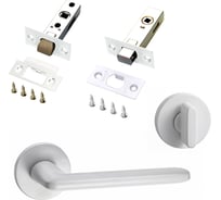 Комплект для межкомнатной двери PAULINIDOR ручки 546-06 slim, защелка 5-45PL, завертка AL 06 slim, задвижка BK45, белый 546-06slim5-45AL06BK45MSW