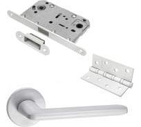 Комплект для межкомнатной двери PAULINIDOR ручки 546-06 slim, сантехническая магнитная защелка 5096, врезные петли 2 шт., белый 546-06slim50964SMSW
