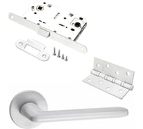 Комплект для межкомнатной двери PAULINIDOR ручки 546-06 slim, сантехническая защелка 96PL, врезные петли 2 шт., белый 546-06slim96PL4SMSW