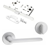 Комплект для межкомнатной двери PAULINIDOR ручки 546-06 slim, сантехническая защелка 96PL, завертка AL 06 slim, белый 546-06slim96PLAL06MSW