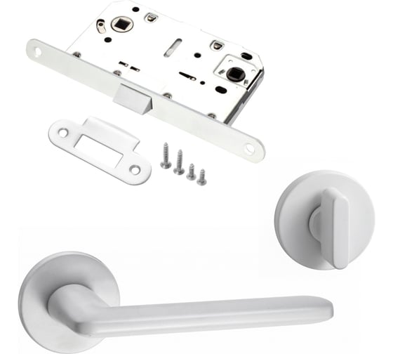 Комплект для межкомнатной двери PAULINIDOR ручки 546-06 slim, сантехническая защелка 96PL, завертка AL 06 slim, белый 546-06slim96PLAL06MSW 1