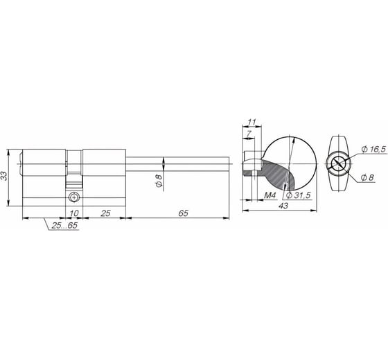 Цилиндровый механизм со штоком Fuaro D-PRO507/90 mm /55+10+25/ CP хром 5 кл. 39171
