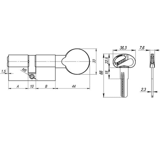 Цилиндровый механизм Fuaro D-PRO502/70 mm /30+10+30/ PB латунь 5 кл. 37767